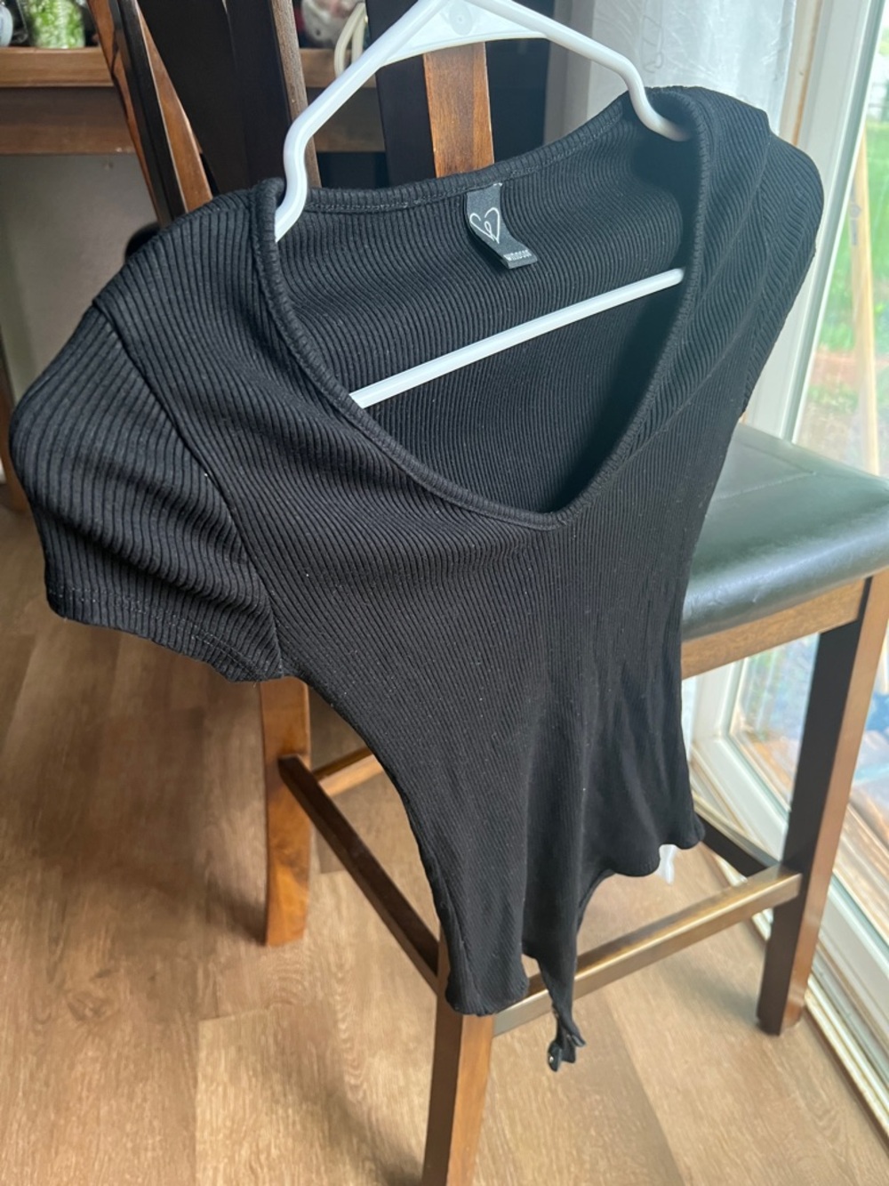Windsor Black Ribbed Short Sleeve Bodysuit